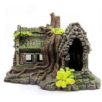 

HOT-Resin Imitation Wooden Root House Ruins Aquarium Ornament Fish Tank Decoration Aquarium Accessories Aquarium Decor