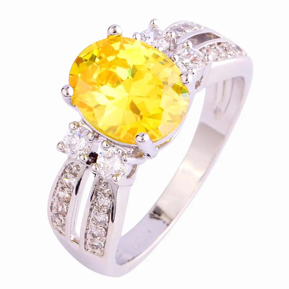 Lingmei хорошее модное ювелирное розовое и белое серебряное кольцо с кубическим цирконием сладкое Женское Обручальное кольцо Размер 6 7 8 9 10 11 - Цвет основного камня: Цвет: желтый