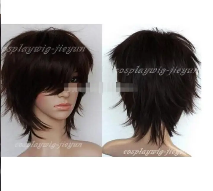 Wig 32cm Fashion Layered Cocoa Dark Brown Sexy Short Straight Anime Cosplay Free Shipping | Тематическая одежда и униформа