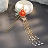 New Vintage Chinese Hanfu Dress Clothing Hairpins Clips Flower Pearls Long Tassel Step Shake Hair Forks Sticks for Bride Noiva ► Photo 3/6