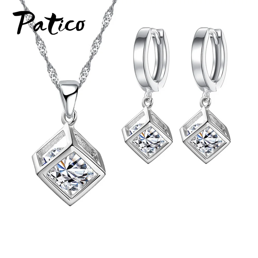 Роскошный бренд для женщин 925 наборы из стерлингового серебра цветок кулон ожерелья висячие серьги AAA кубический цирконий вечерние ювелирные изделия