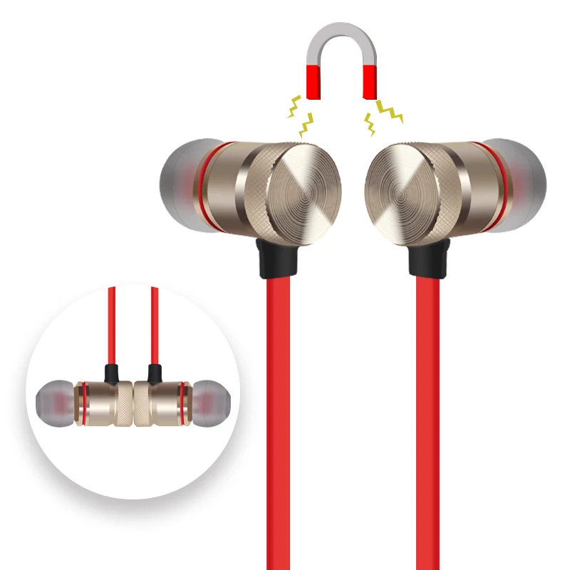 Bluetooth наушники Металлические Спортивные Беспроводные защита от пота магнитные