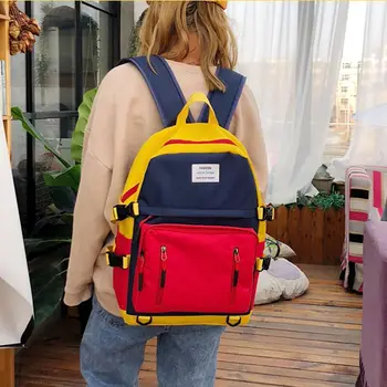 

Teen Schoolbag collision Girls Backpacks Women Oxford Lightweight School Bags Female Student Multiple pocketsTeenage Bookbags