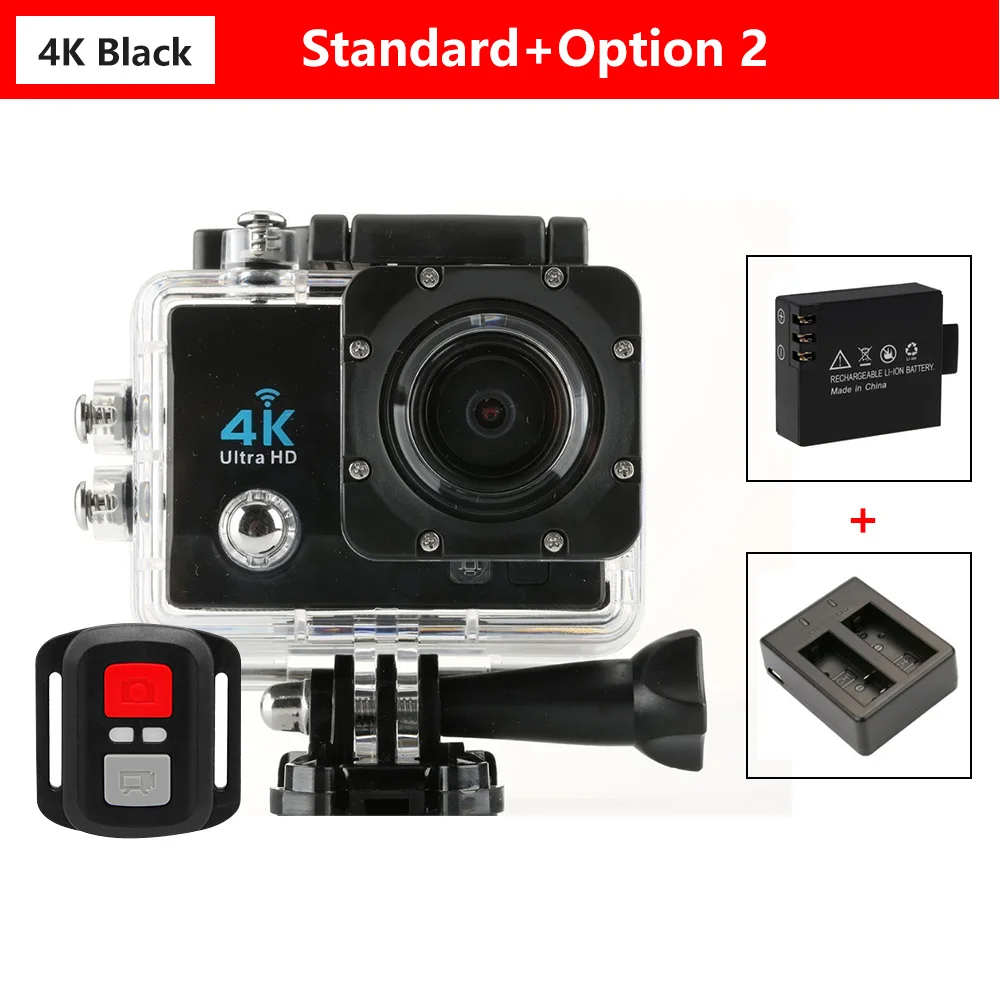 Qriginal hero Экшн-камера 4K Ultra HD wifi 1080 P/60fps 2,0 lcd 170 объектив для дайвинга Водонепроницаемая 30M DV go Helmet pro спортивная камера - Цвет: B St option 2