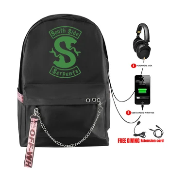 

Riverdale south side Cute Snake Backpack with USB zipper Harajuku Fashion Printed New Arrival Shoulder Student Travel Backpack