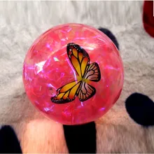 Очень большой детский Сияющий прыгающий мяч 15 см, эластичный шар, Бабочка, кристалл, мигающие пластиковые игрушки, прозрачный шар