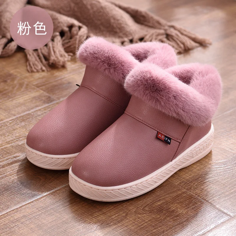 Женские ботинки; водонепроницаемые зимние теплые кожаные ботильоны; теплая хлопковая обувь на толстой подошве для влюбленных; удобная домашняя shoes34-45 - Цвет: Red skin