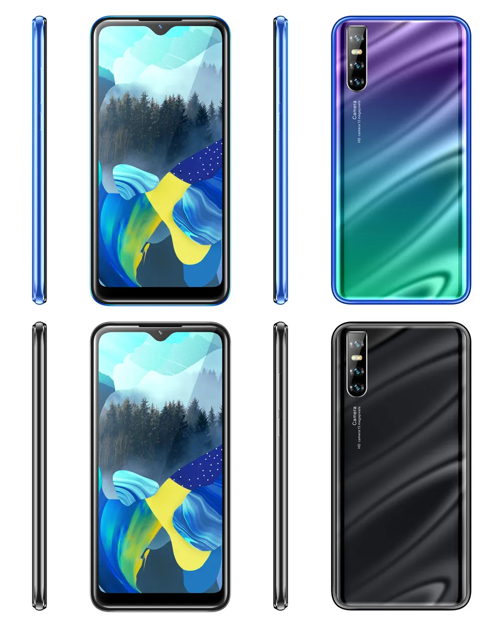 P30 Pro, смартфоны, экран капли воды, 6,26 дюймов, 4 Гб ОЗУ, 64 Гб ПЗУ, четыре ядра, 13 МП, распознавание лица, разблокированный, android, мобильные телефоны, celulares