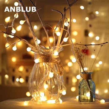 ANBLUB Nieuwe Jaar 1.5M 3M 6M LED Bal String Fairy Lights Garland Voor Kerstboom Wedding Indoor vakantie Outdoor Decoratie