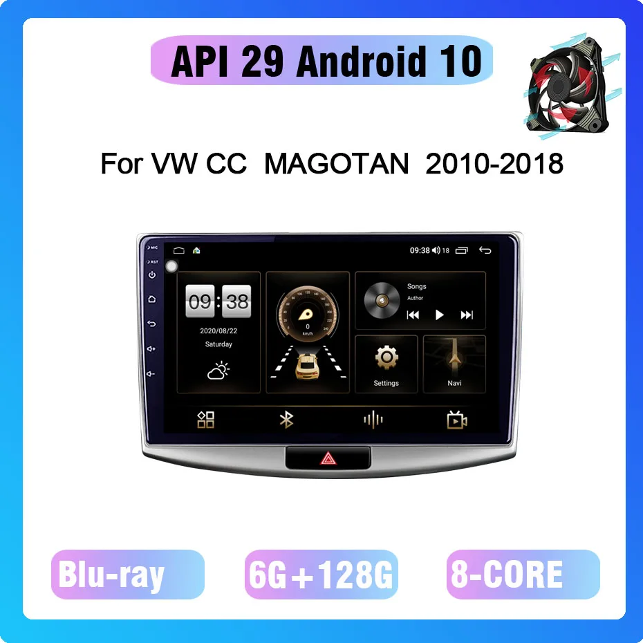 COHO For VW CC  MAGOTAN  2010-2018  Android 10.0 Octa Core 6+128G Car Multimedia Player Stereo Receiver Radio Cooling Fan