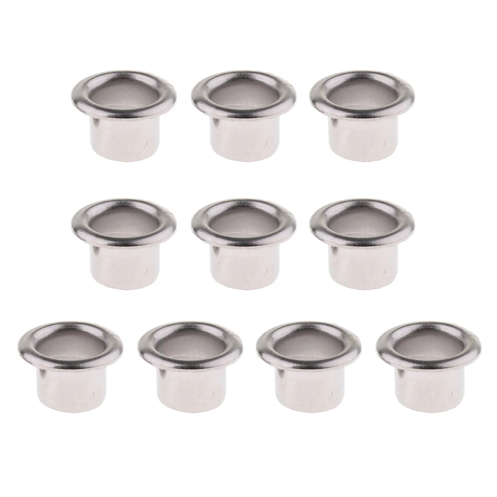 Pack of 10 Metal Badge Grommet Style Drum Air Vents Silver for Bass Snare Tom Drums