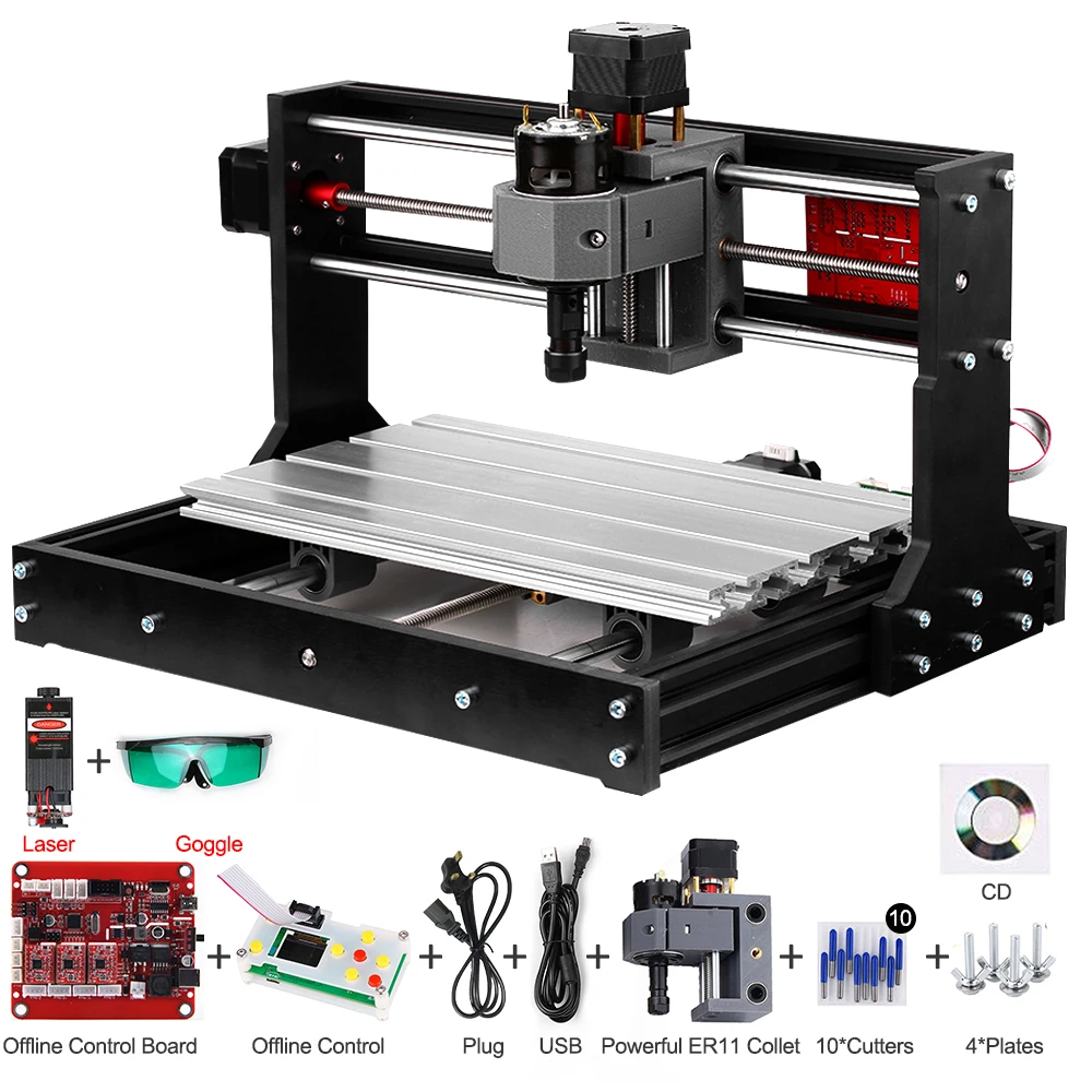 CNC 3018 Pro GRBL laser Engraver CNC Machine 3 Axis Pcb Milling Machine Wood Router Engraver with Offline Controller with ER11