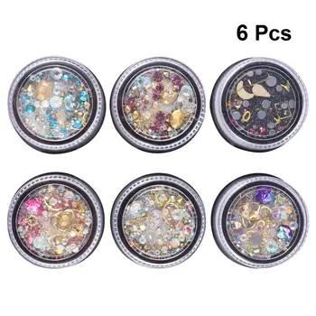 

6 Boxes Manicure Accessories Decorative Multicolored Nail Art DIY Accessories Nail Stickers Manicure For Ladies