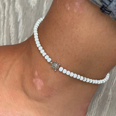 Fashion Summer Turtle Imitation Pearl Bead Women Anklet Bracelet Beach Leg Foot Ankle For Women Jewelry Gift