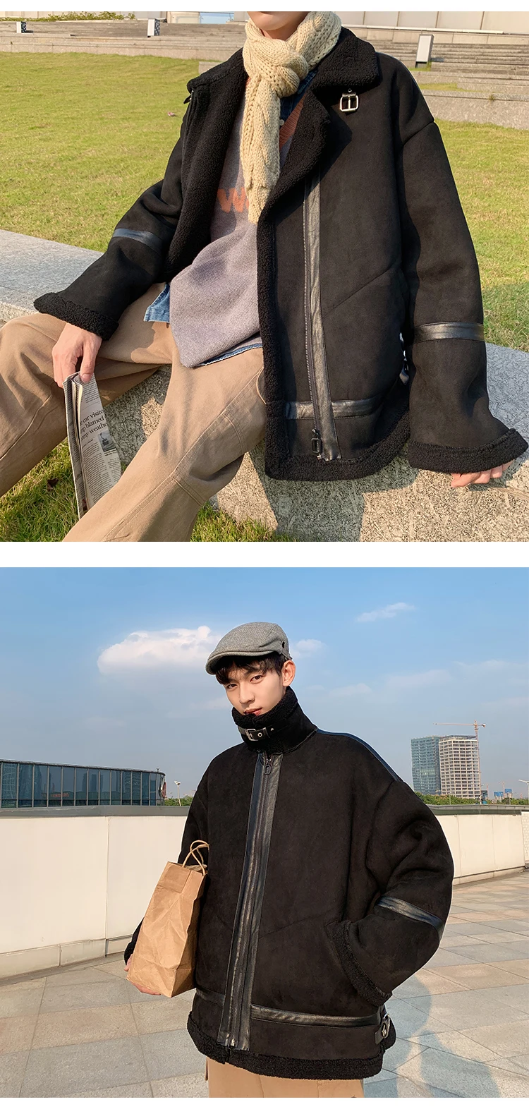 New Large Size Winter Simple Popular Men's Loose Korean Version Of The Wild Lamb Fur Deer Skinny Casual Coat
