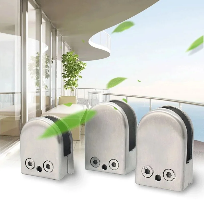 Suporte de Vidro Clipe Plana Suporte para Corrimão Escada Prateleira do Banheiro Fixação Braçadeira Móveis Ferragem Aço Inoxidável 1pc