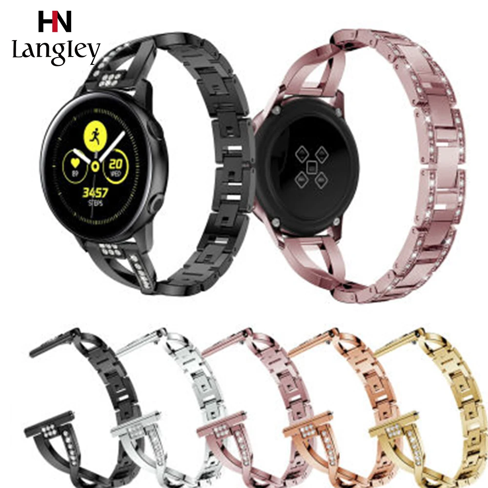 Ремешок с бриллиантами из нержавеющей стали для samsung galaxy watch 42 мм 46 мм gear S2 S3 браслеты 20 мм 22 мм браслеты