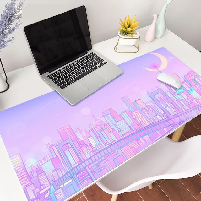 Kawaii Mouse Pad Gamer Pink Computer Mat Cute Office Decor Large Gaming Slipmat Keyboard Pc Accesories 800x300 Mousepad 90x40 Xl 10