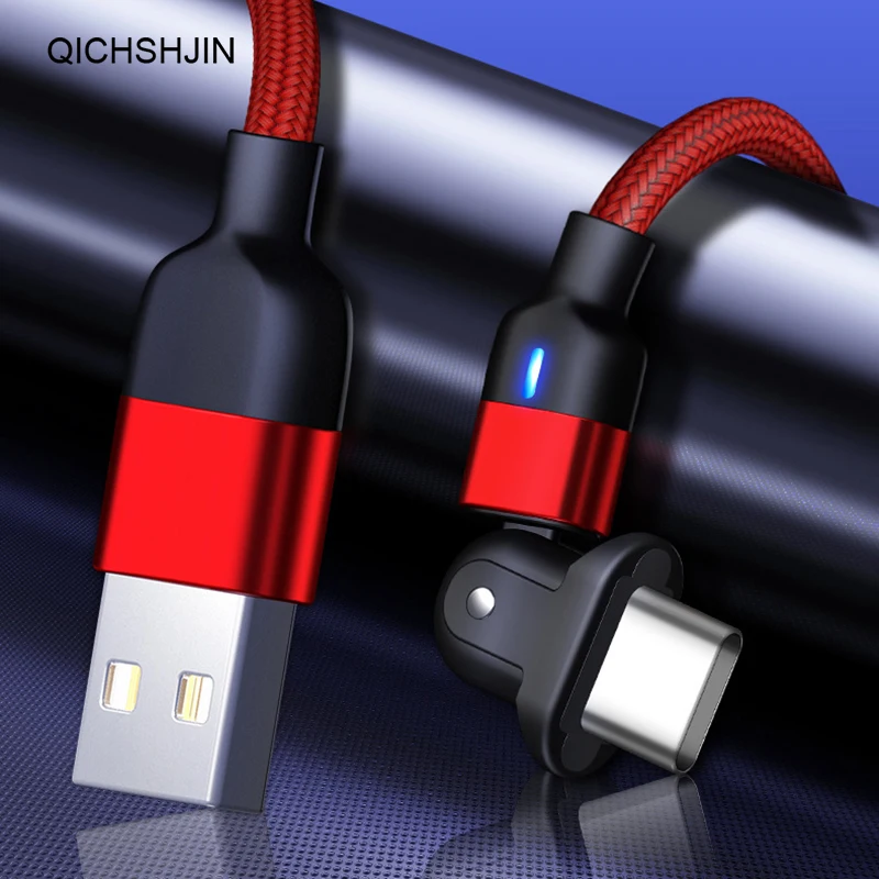 

LED USB Cable Fast Charging Type C Cable Charger Micro USB Cable For Samsung Huawei Xiaomi Mobile Phone USB Cord New 180° Flip i