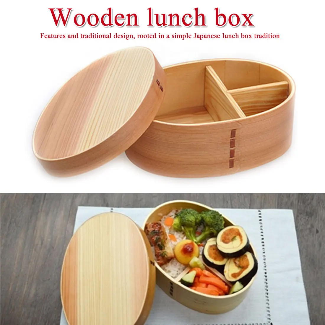 Посуда для студентов деревянный Ланч-бокс прочный деревянный Bento box японский стиль один человек коробка для хранения продуктов