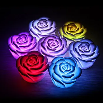 

Bedroom Night Light Colorful Decorative Wedding Mini Valentine's Day Rose-Shaped Gifts Romantic Led Home Night Light L0413