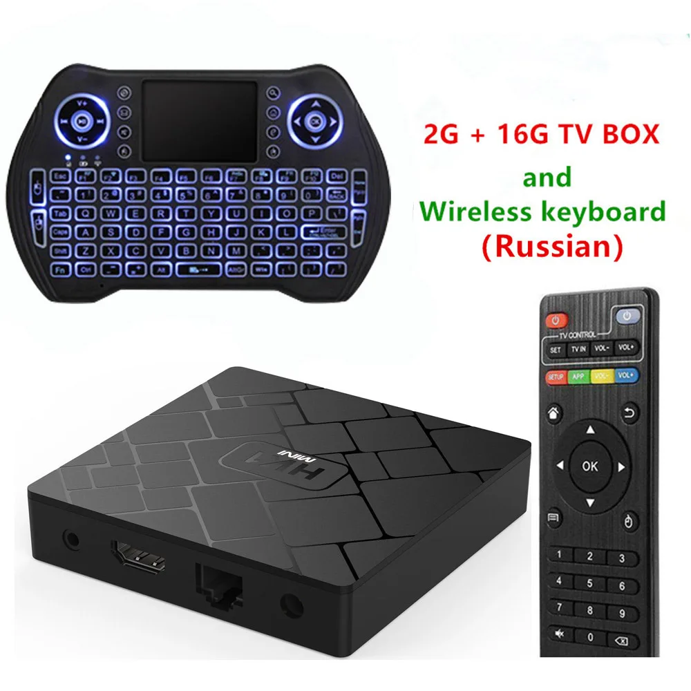 HK1 Мини Android 9,0 Smart tv BOX RK3229 Google голосовой помощник Play Store бесплатное приложение медиаплеер телеприставка - Цвет: With Russian keyboar