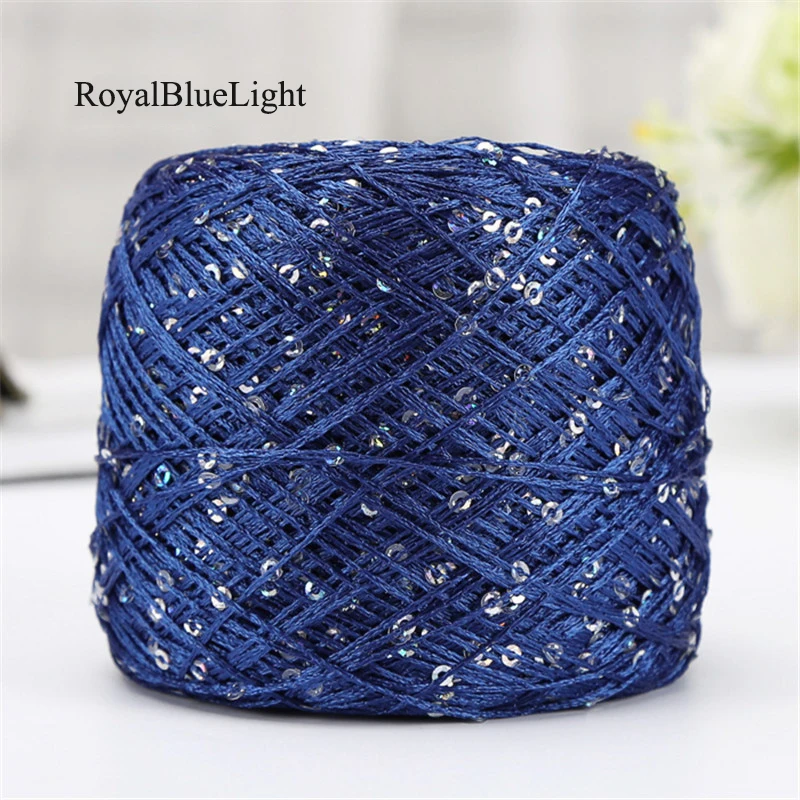 2pcs(200g) Fashion Summer Ice Silk Line Feature Sequins Line Yarn Diy Hand-knitted Wool Thread Sweater Scarft Hats Accessories - Цвет: RoyalBlueLight