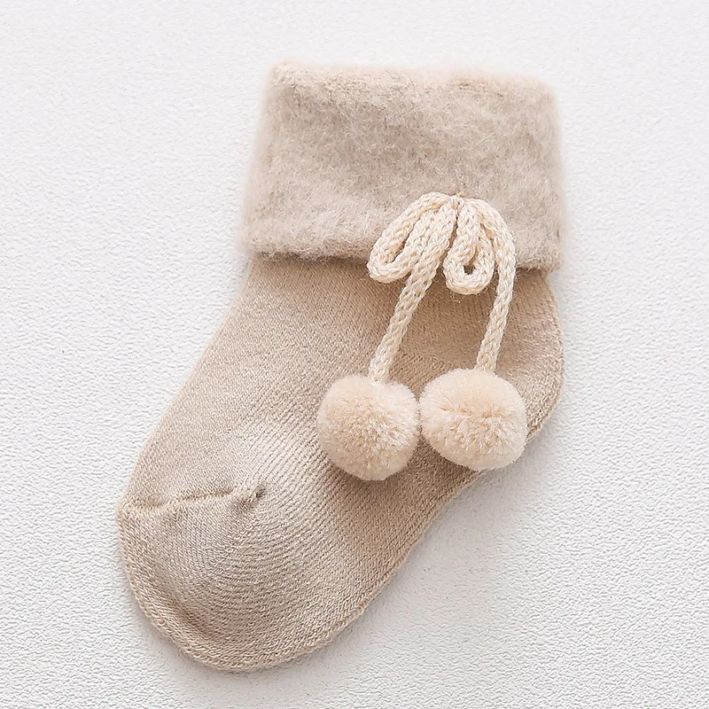 От 0 до 2 лет носки для малышей на осень и зиму махровые носки для мальчиков и девочек теплые хлопковые носки для малышей - Цвет: Бежевый