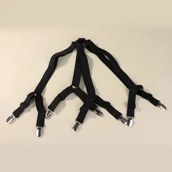 

New 2 Pcs Sheet Bed Adjustable Suspenders Crisscross Band Straps Grippers Mattress Duvet Elastic Fasteners Clips