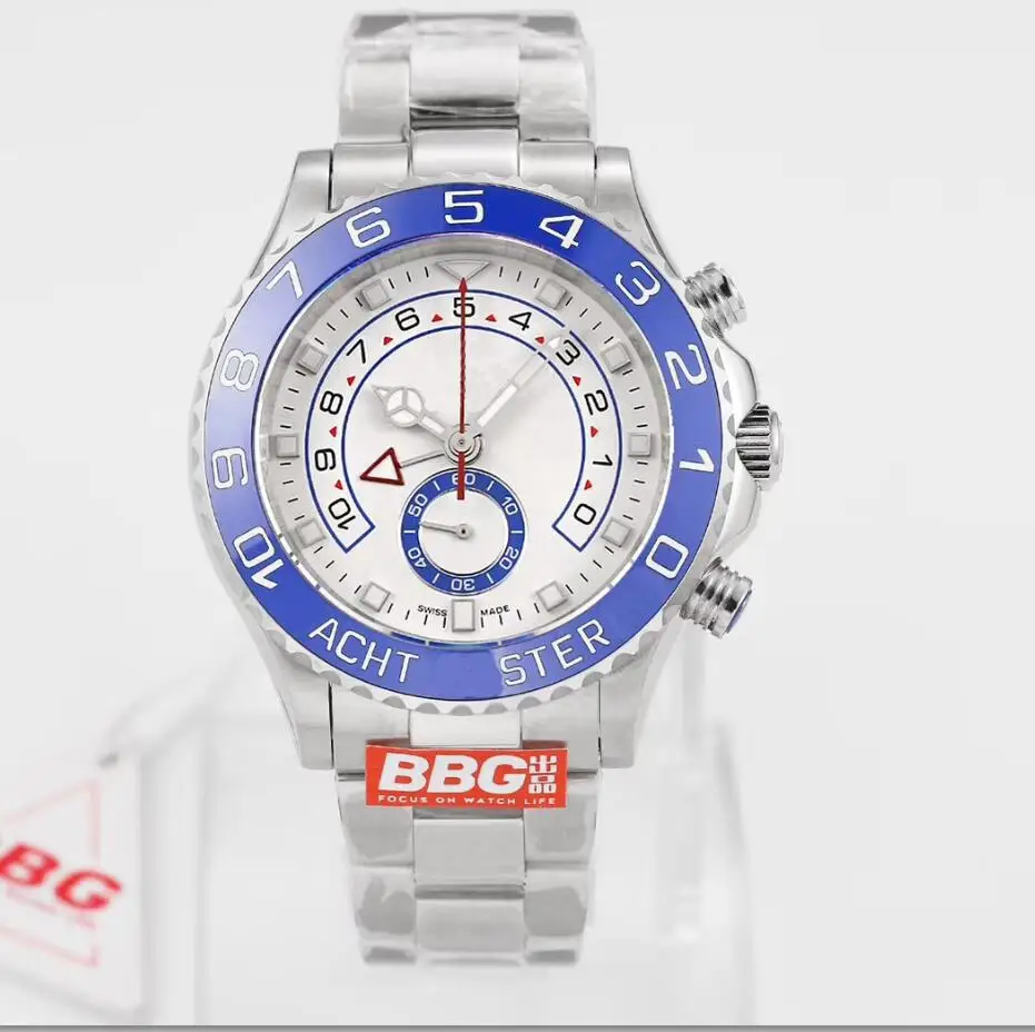 US $125.00 2021 New Models Luxury Watche Mens 44mm Automatic Blue Ceramic Bezel Mens Stainless Steel Watches YACHT Wristwatch Multifunction