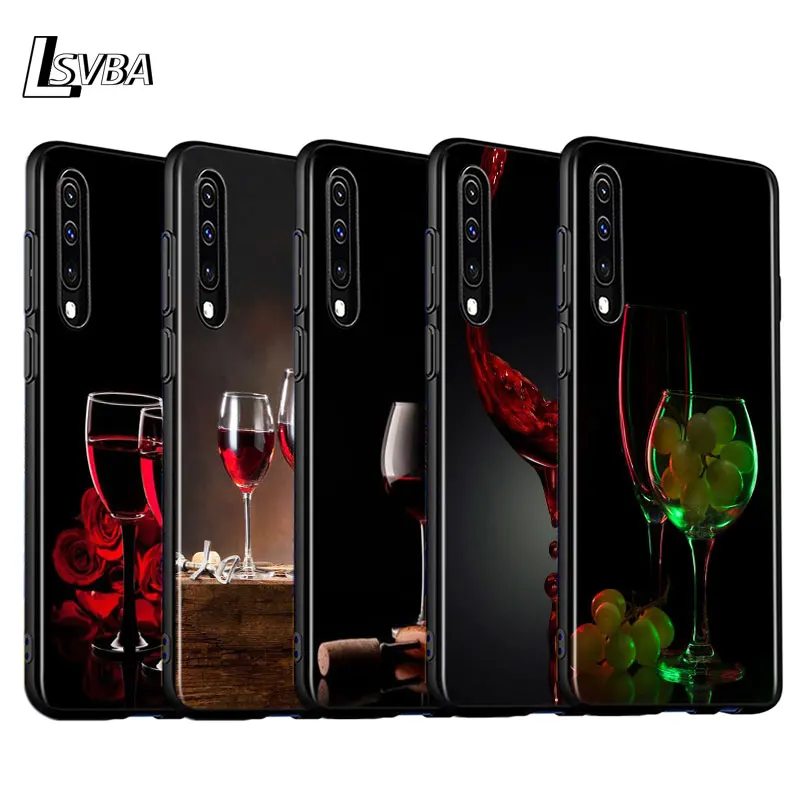 Чехол с черным корпусом бокал Красного вина для Samsung Galaxy A90 A80 A70S A60 A50S A40 A30 A20 A10 E S A2