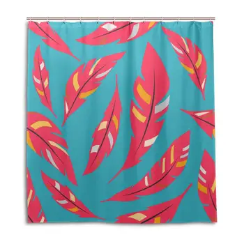 

Shower Curtain, Vector Seamless Background Graphic Image Feathers Customized Bathroom Shower Curtain Set with Hooks, W72 xH72