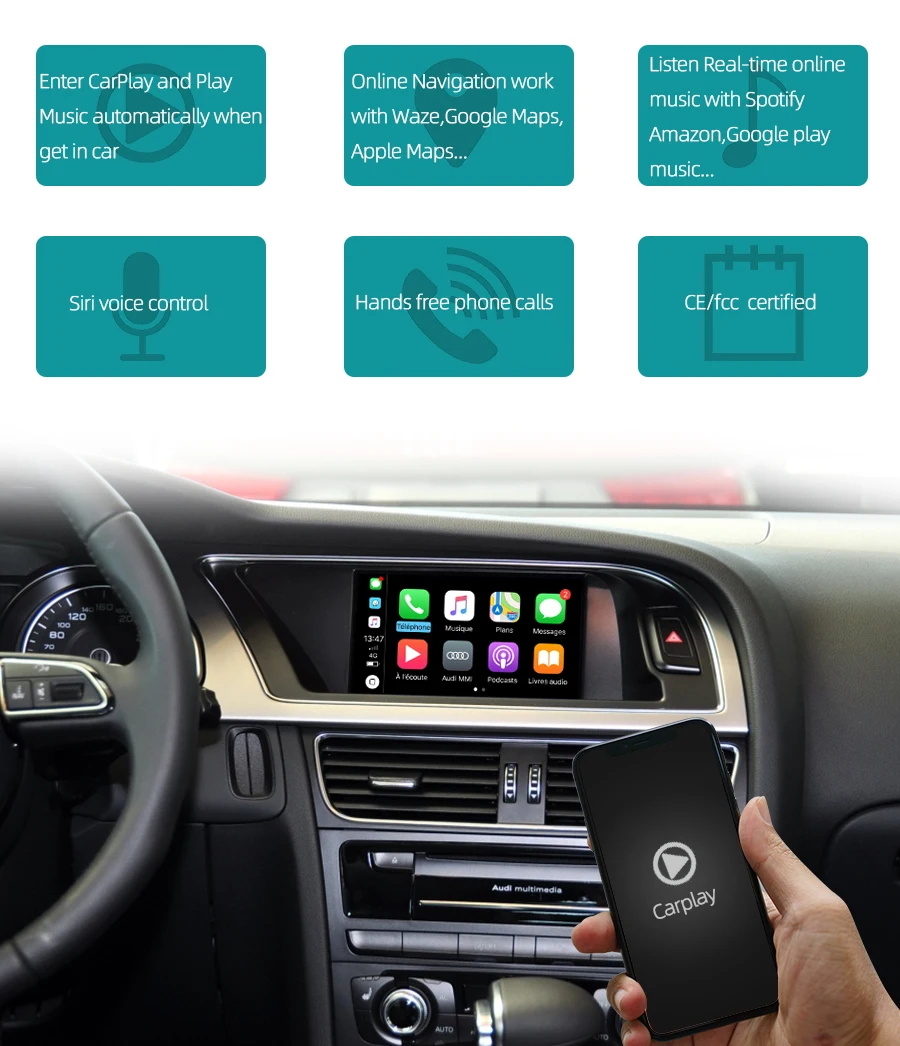 Sinairyu wifi беспроводной Apple Carplay для Audi Car Play модифицированный 2010- A4 A5 Q5 2009-2011 A6 A7 A8 Q7 MMI Android зеркальное отображение