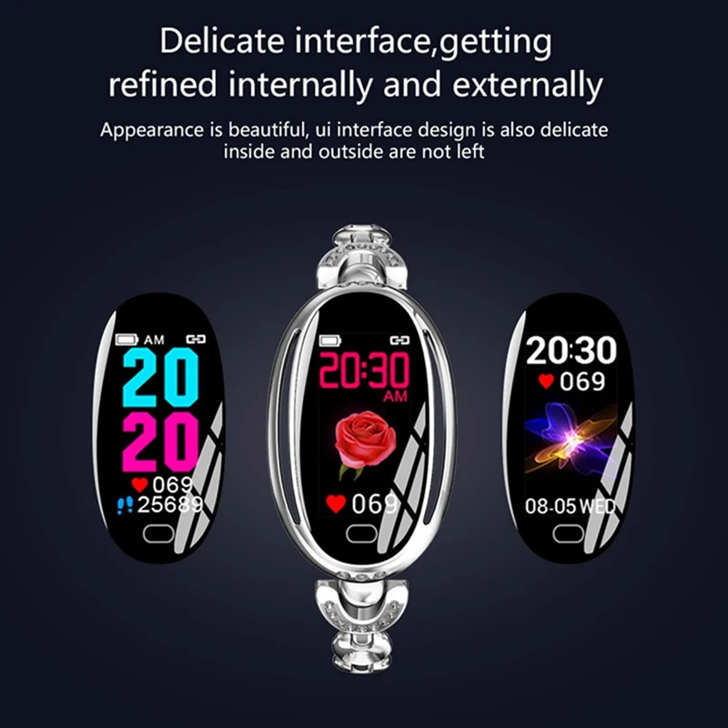 E68 Smart Watch Women 0.96 Inch Heart Rate Monitor IP67 Waterproof Sport Fitness Brecelet 14 Days Standby Health Wristband
