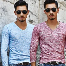 CALOFE, осенняя футболка с v-образным вырезом, мужские повседневные спортивные топы, мужские тонкие рубашки для бега, футболка с длинным рукавом, мужские топы для бега, S-3XL