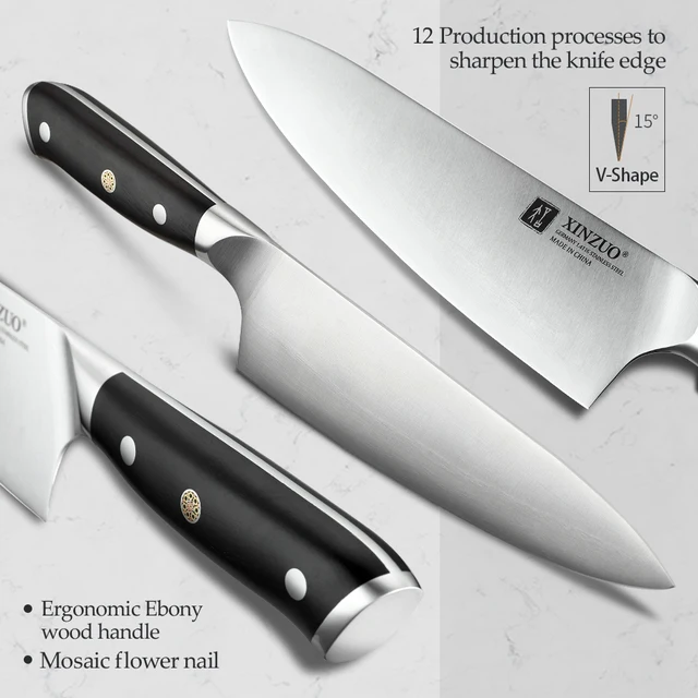 Xinzuo 8.5 ' Séf Kés Német 1.4116 Rozsdamentes Acél Éles Penge Cleaver Santoku Konyha Főző Hús Szeletes Szerszám Ébenfogantyú - Image 3