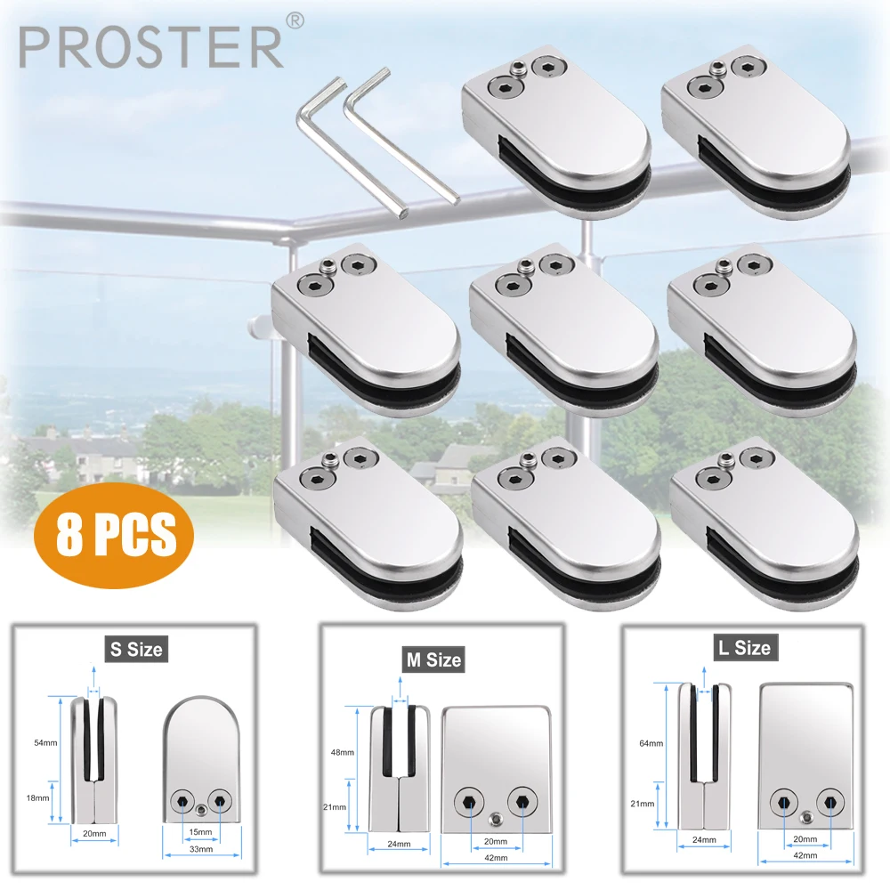 

Proster 8 PCS For Stainless Steel 304 Glass Clip Clamp Bracket Flat Back for Handrail 6-12mm Polished Glass Clamp
