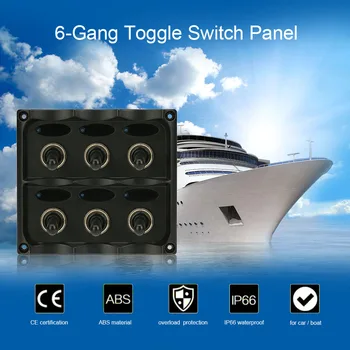 

Hot New S8006-J 12V-24V Waterproof 6-Gang Toggle Switch Panel with Fuse LED Indicators DIY Switch for Car Boat Marine