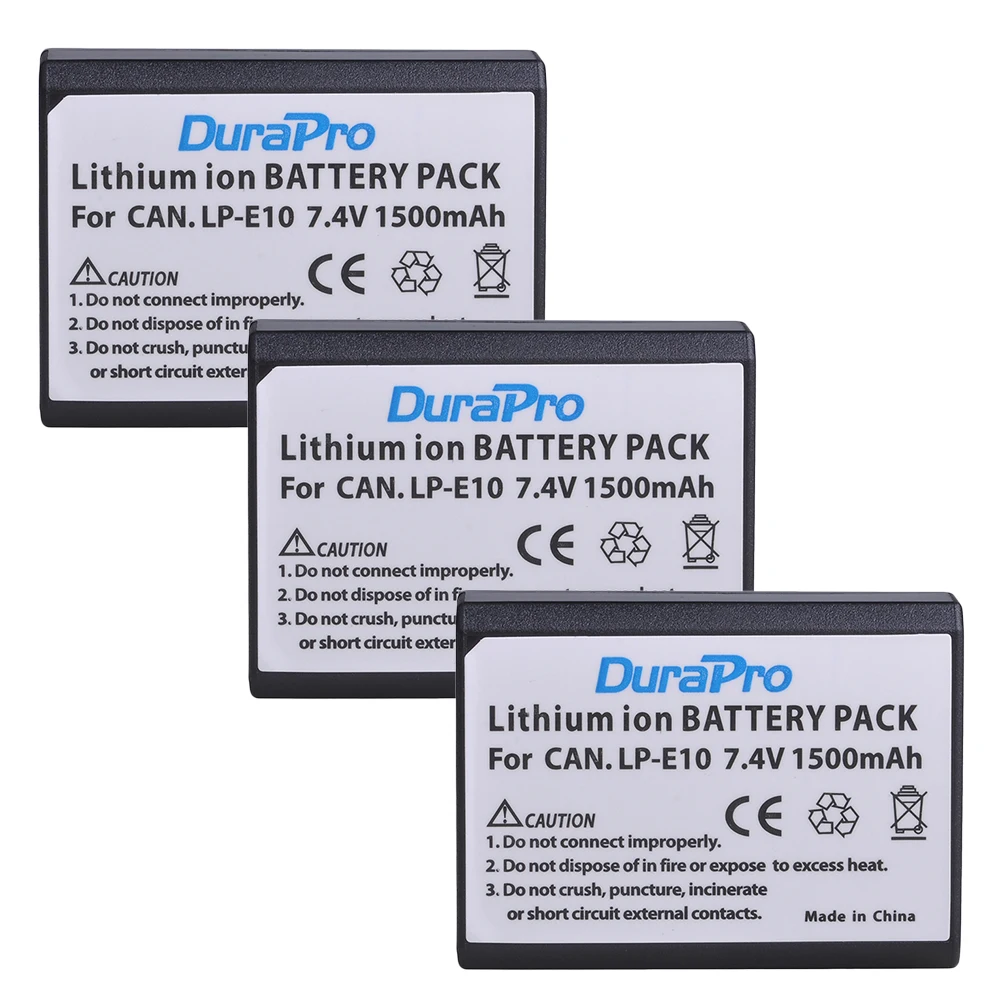 1500mAh LP-E10 LP E10 LPE10 Battery with Charger for Canon EOS 1300D, EOS 1100D, EOS 1200D, Rebel T5, Rebel T6, Rebel T3 