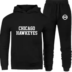 2019 Chicago Hawkeyes комплект из двух предметов, модные толстовки с капюшоном, мужской спортивный костюм, толстовка с капюшоном, осенняя мужская