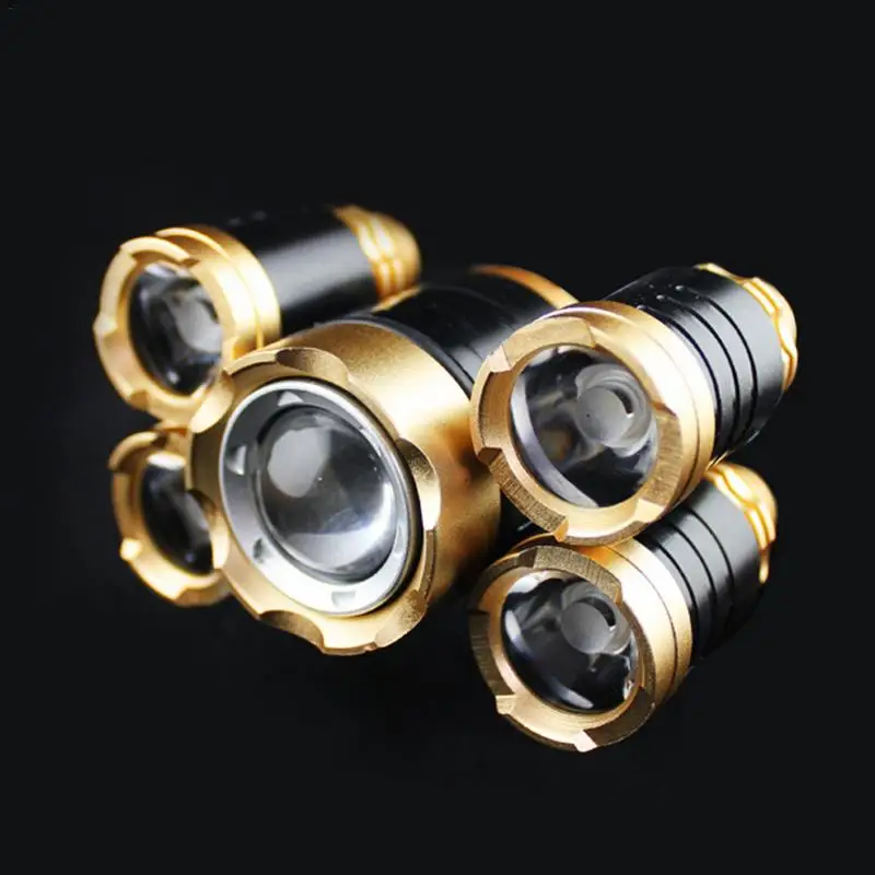 

5LED Zoom T6 Headlamp Headlight Torch Flashlight Head Lamp Use 18650 Battery 1LED-4LED-5LED-strobe Flash
