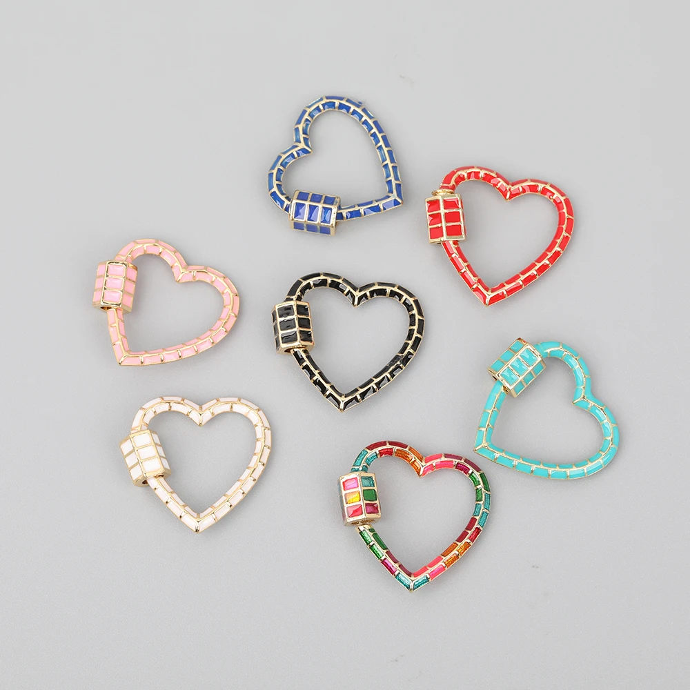 

5pcs/Lot 23mm Rainbow Enamel Heart Shape Screw Clasps,Enamel Lock Carabiner,DIY Jewelry Connector Lock Clasps Charms YLDZ-29ABAB