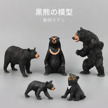 

5pcs Mini Simulation Wild Forest Animal Model Bear Family Model Decoration Plastic Home Decoration Crafts Miniatures Kid Gift