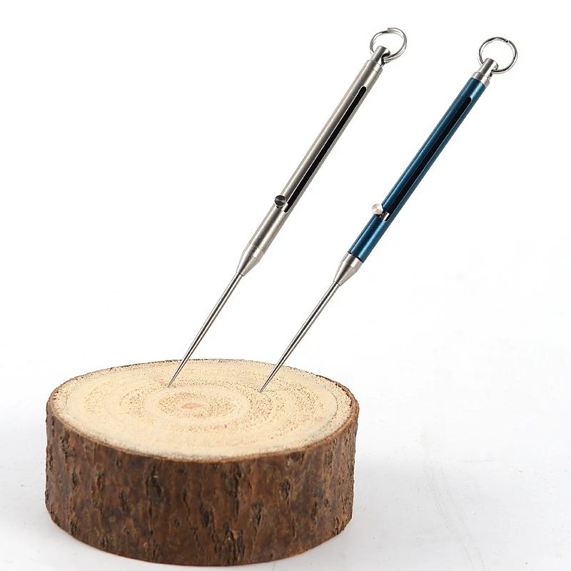 

Push-pull Spring Design Titanium Alloy Toothpick With Toothpick Holder Ultralight Portable Fruit Fork EDC Survival Tool