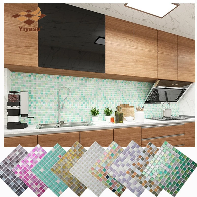 Azulejo de mosaico pegar en la pared de 3D Adhesivos Autoadhesivo Cocina Baño Decoración de cubierta 