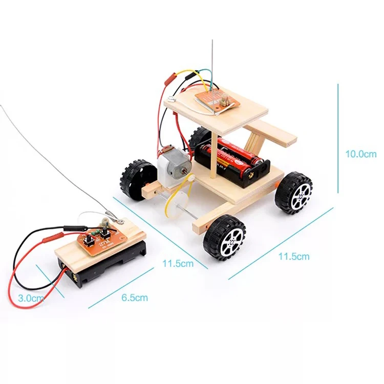 Diy беспроводной пульт дистанционного управления гоночная модель комплект Дерево Дети физическая наука эксперименты игрушка набор Собранный автомобиль обучающая игрушка