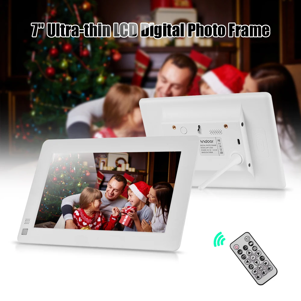 Andoer 7 дюймов ультра тонкий ЖК дисплей цифровая фоторамка рабочего стола 1280*800