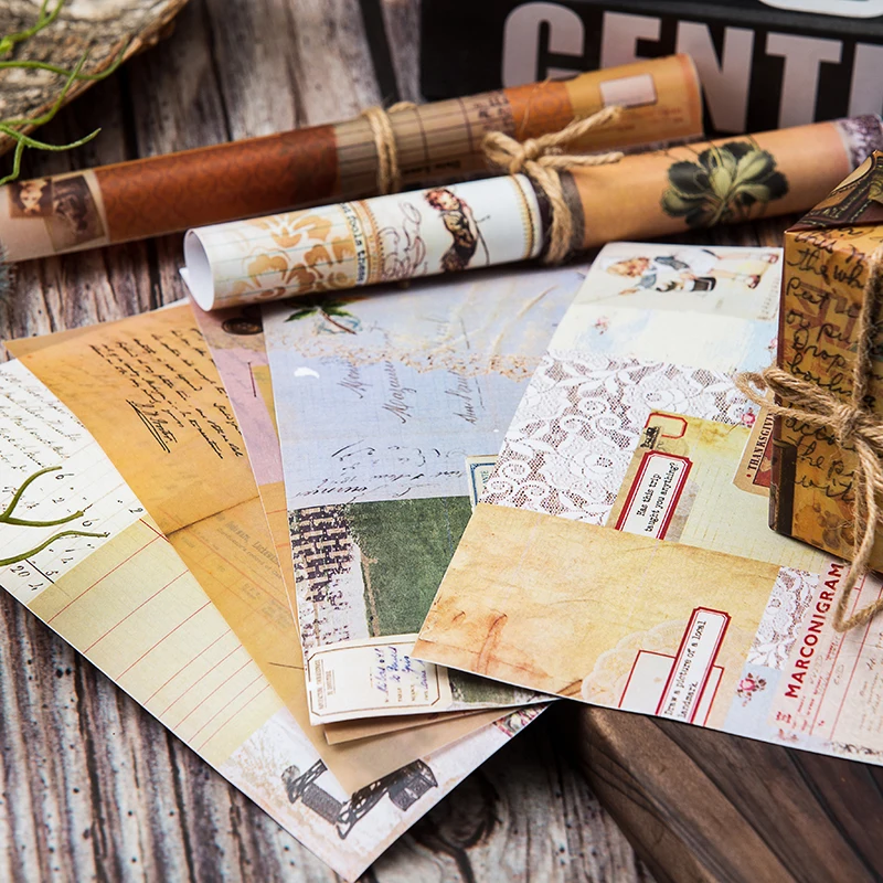 

8pcs/Set A5 Vintage Letters Vellum Paper Pattern Pack for Scrapbooking Happy Planner Card Making Junk Journal Project