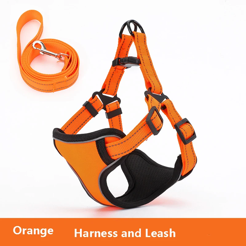 orange set HEYPET Светоотражающая спортивная одежда собаки для средних и больших размеров, для безопасности Регулируемый обучения домашних животных щенка французского бульдога груди сбруя-жилет - Цвет: orange set