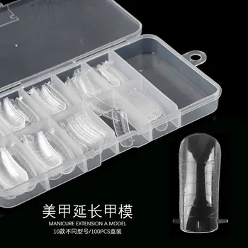 

Nail Fake Finger Nail Tip 100 Pieces Boxed Crystal Extension Nail Tip No Paper Cups Extension Glue Nail Mold
